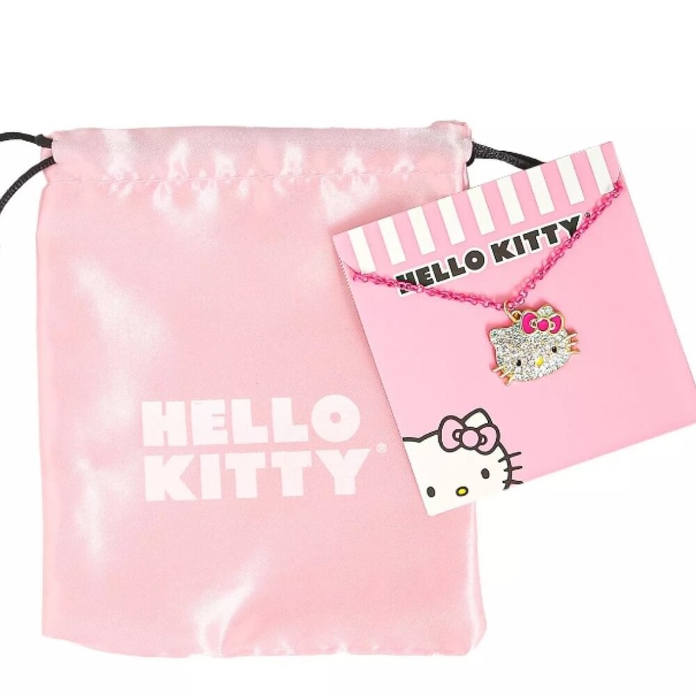 Hello Kitty Pave Crystal Pendant Necklace 16-19" Adjustable Chain Lobster Clasp - Picture 3 of 3